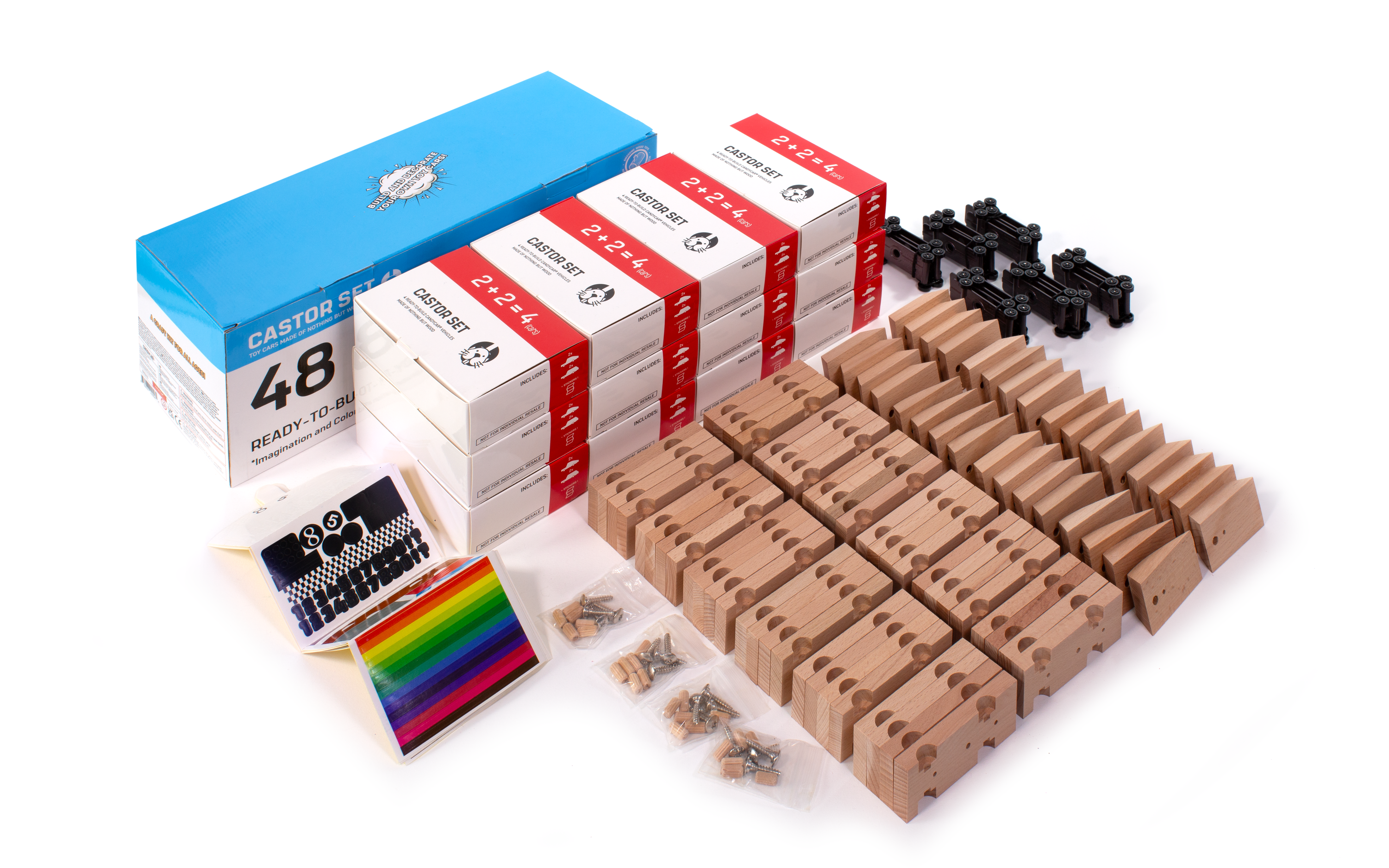All contents included in Castor Set 48 Pack and packaging