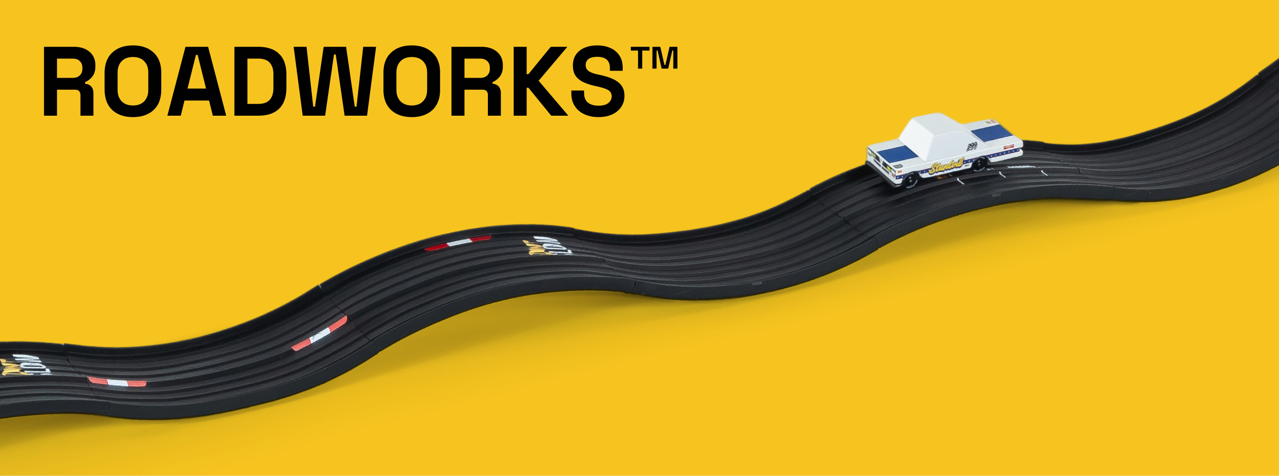Roadworks banner yellow background