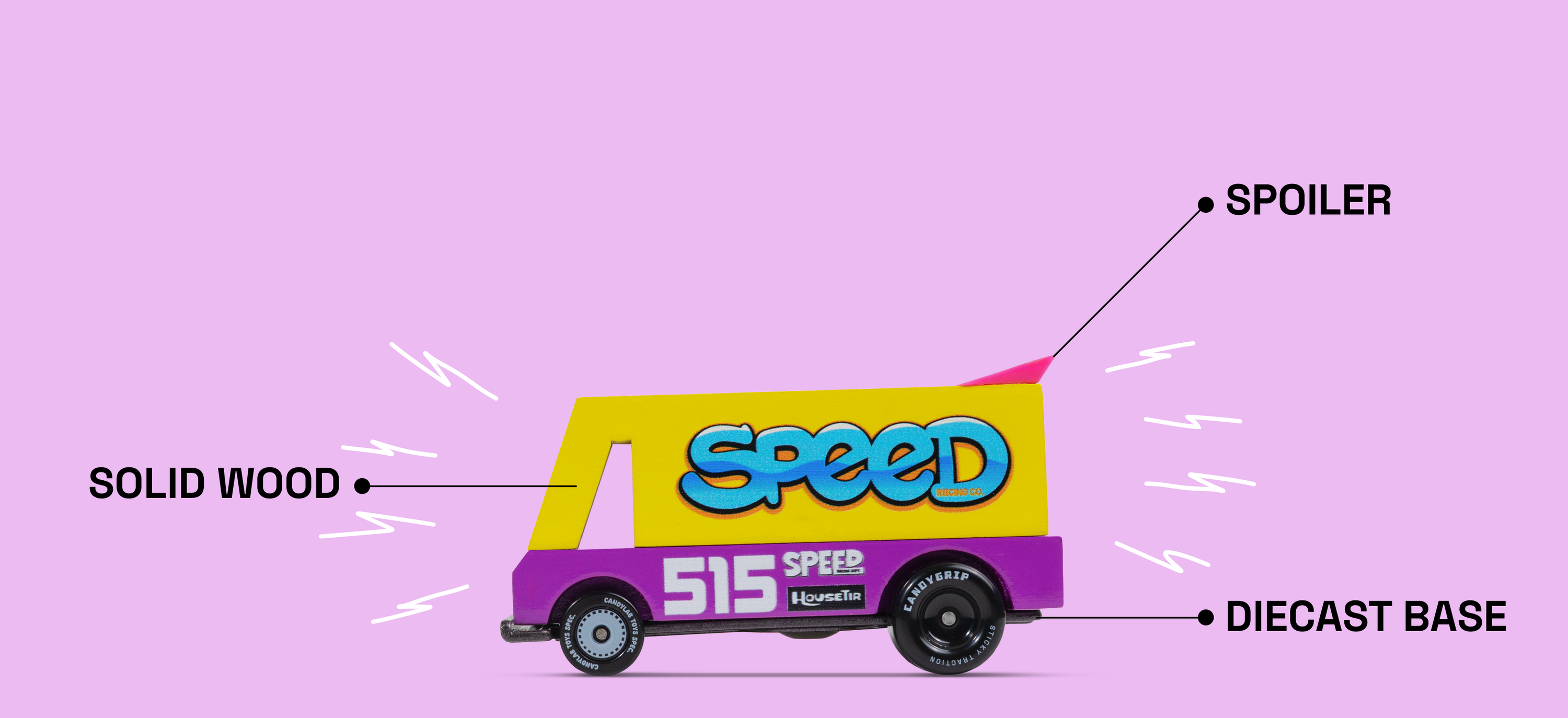 Labeled parts shown on diagram of Speed Vandal Toon car