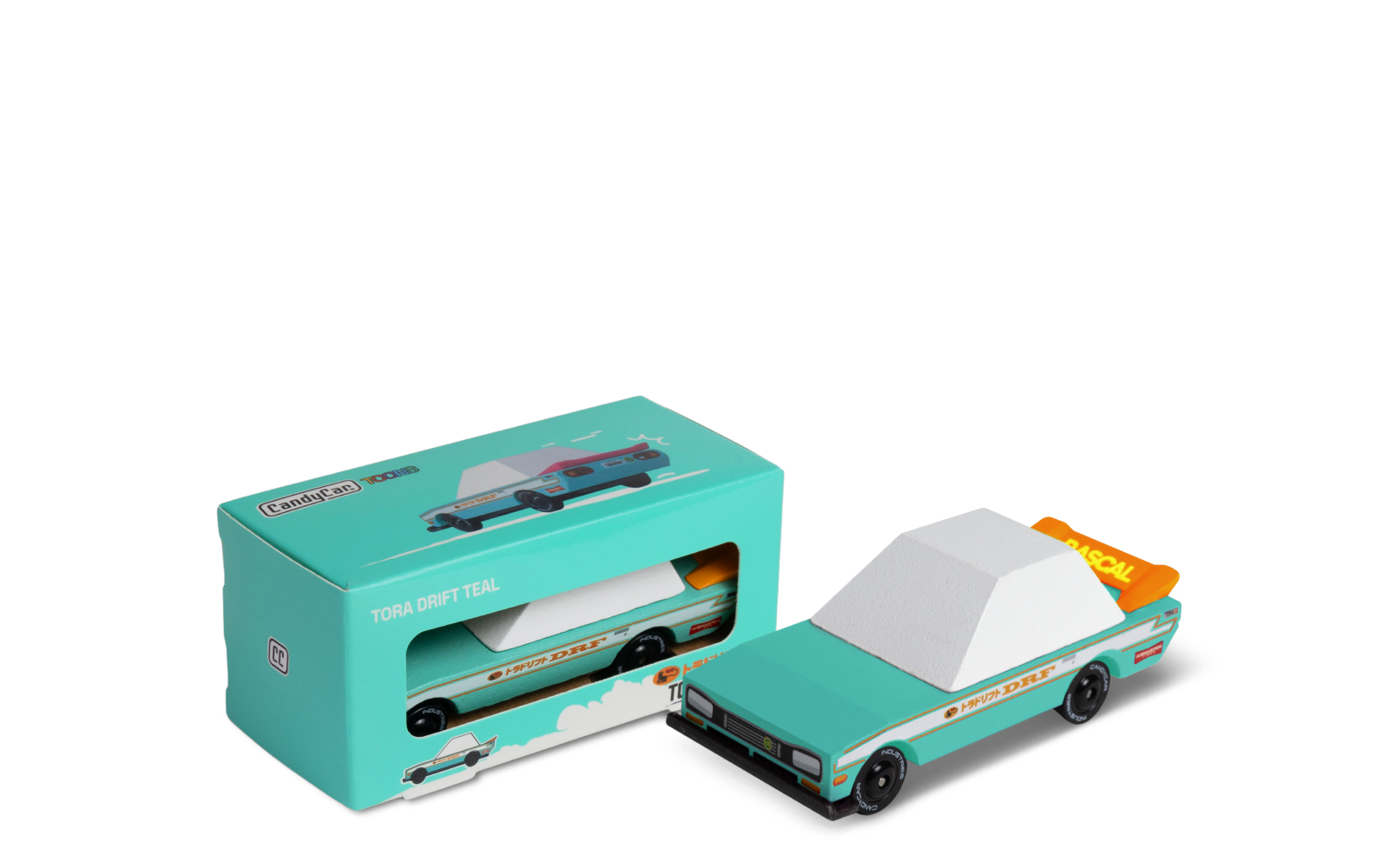 PNG of Tora Drift Teal Toon car with packaging box
